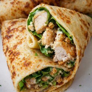 Chicken ceasar pancake wraps