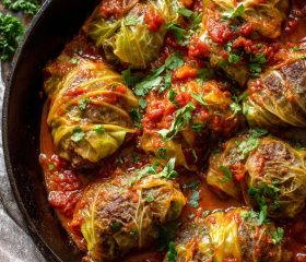 Beef stuffed cabbage rolls