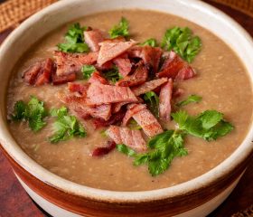 Chestnut and smoked bacon soup