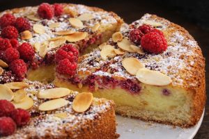 Raspberry clafouti tart