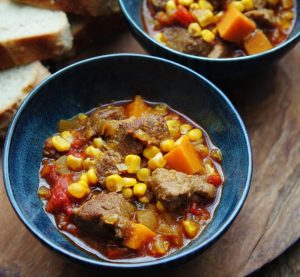 pork, sweet potao and corn stew