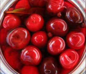 Sweet pickled cherries