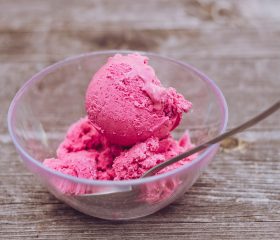 Raspberry and coconut ice cream