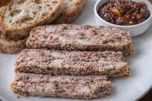 Coarse pork and herb terrine