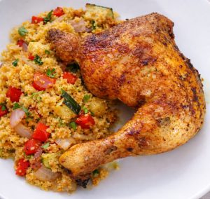 Roast chicken and vegetable couscous