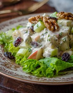 waldorf salad with carmalised walnuts