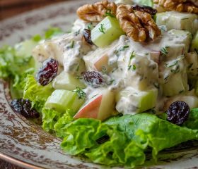 Waldorf salad with caramalised walnuts